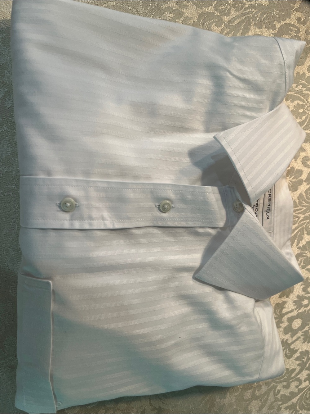 Daniel Cremieux Men's White Subtle Stripe Dress Shirt French Cuffs